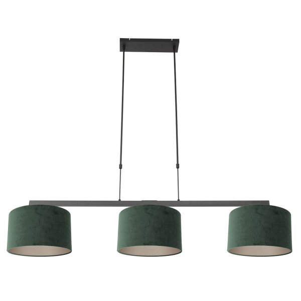 Confortable lampe à suspendre Noir Vert Métal Tissu 140 cm