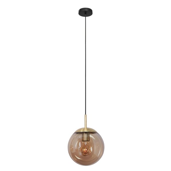 Lampe à suspendre élégante Noir Ambre Laiton Ø25 cm