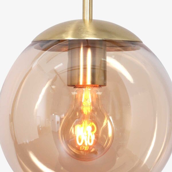 Lampe à suspendre élégante Noir Ambre Laiton Ø25 cm