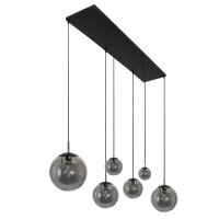 Lampe &agrave; suspendre longue en verre gris fum&eacute;...