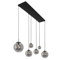 Lampe à suspendre longue en verre gris fumé...