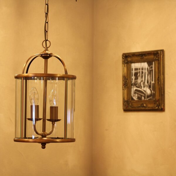 Lampe à suspendre verre métal en bronze L:23 cm E14 élégant
