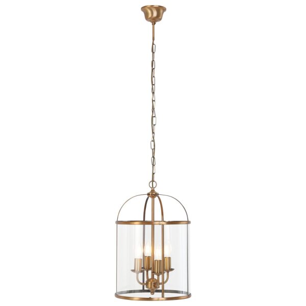 Lampe à suspendre verre métal en bronze L:31 cm E14 stylé