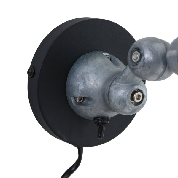 Spot mural avec fiche en noir argenté P:29 cm flexible