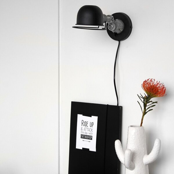 Spot mural avec fiche en noir argenté P:29 cm flexible