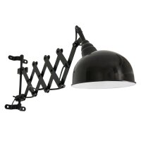 Spot mural métal noir P:56 cm avec prise flexible