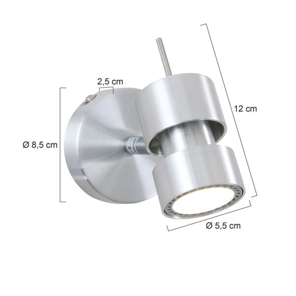 Spot mural flexible métal H:12 cm incl. GU10 accentué