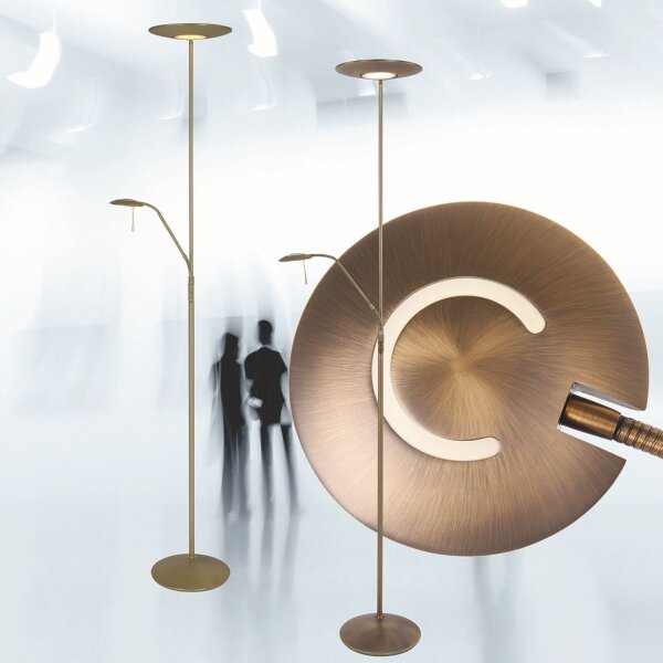 Plafonnier LED à intensité variable avec bras de lecture en bronze 185 cm