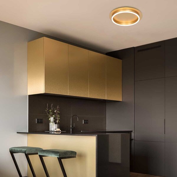 Plafonnier LED Métal Plastique doré L:32 cm Anneau