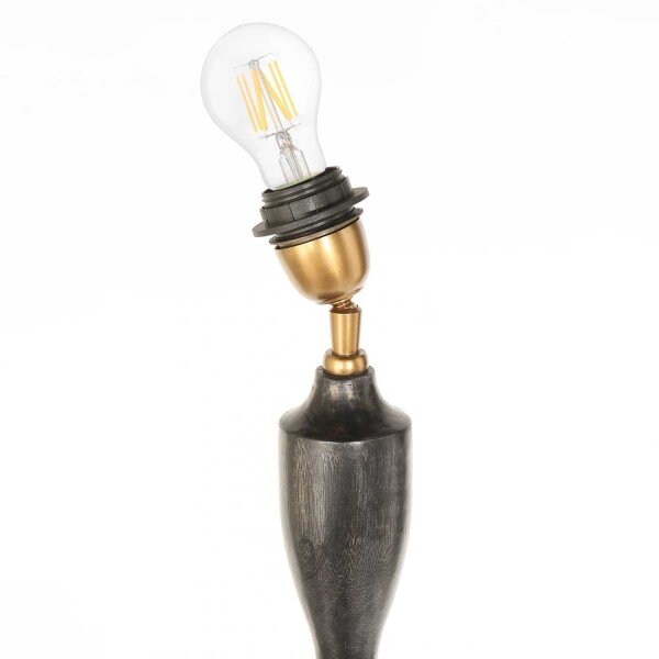 Lampadaire bois lin noir gris 153 cm E27 anti-éblouissement