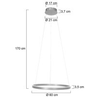Lampe LED ronde à suspendre en acier Ø60 cm...