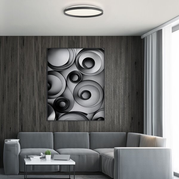 Plafonnier LED noir blanc L:40 cm 2700 K rond