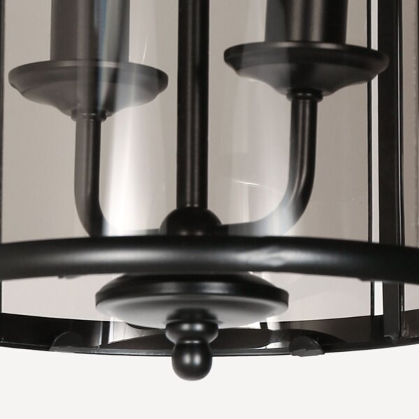 Lampe à suspendre verre métal noir gris fumé E14 élégante