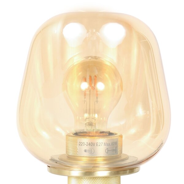 Lampe de table verre métal en laiton noir E27 23 cm