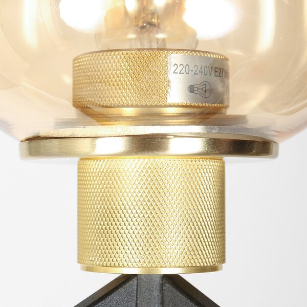 Lampe de table verre métal en laiton noir E27 23 cm