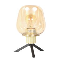 Lampe de table verre métal en laiton noir E27 23 cm
