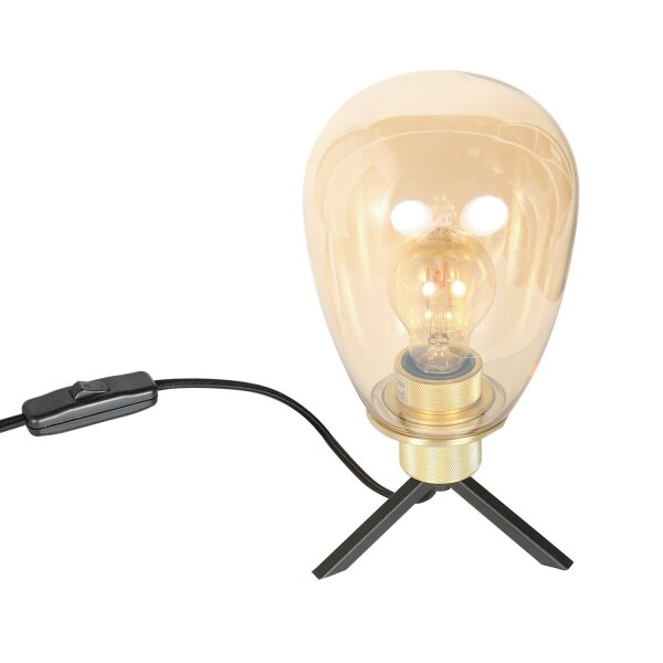Lampe de table Abat-jour en verre en laiton E27 28 cm de style