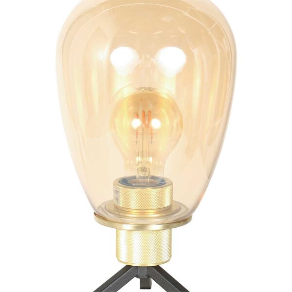 Lampe de table Abat-jour en verre en laiton E27 28 cm de style