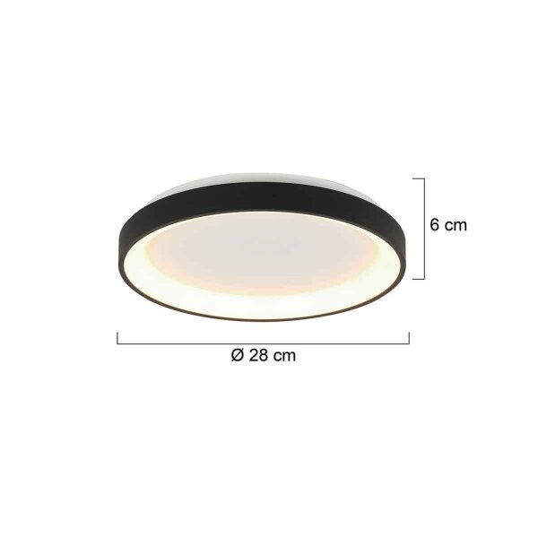 Plafonnier LED Noir Blanc Ø28 cm 2700 K confortable