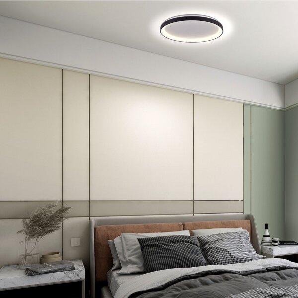 Plafonnier LED Noir Blanc Ø38 cm 30 W confortable