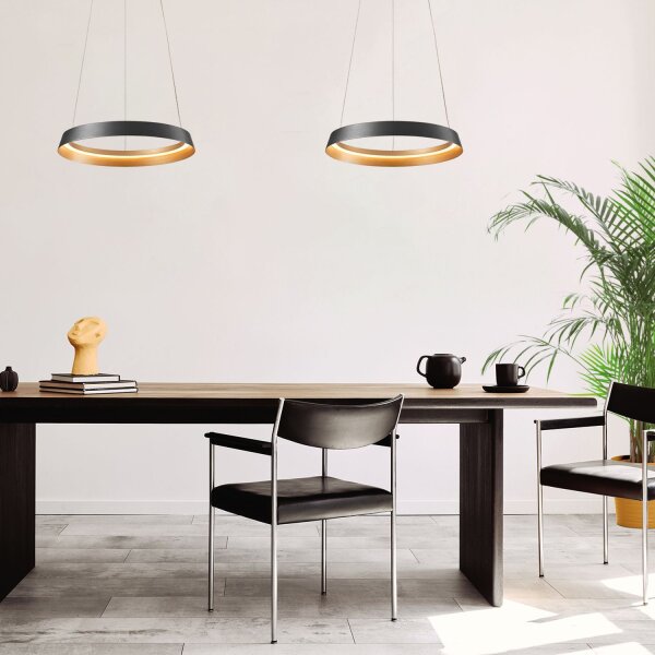 Lampe LED ronde à suspendre Noir L:60 cm 50 W 2700 K élégant