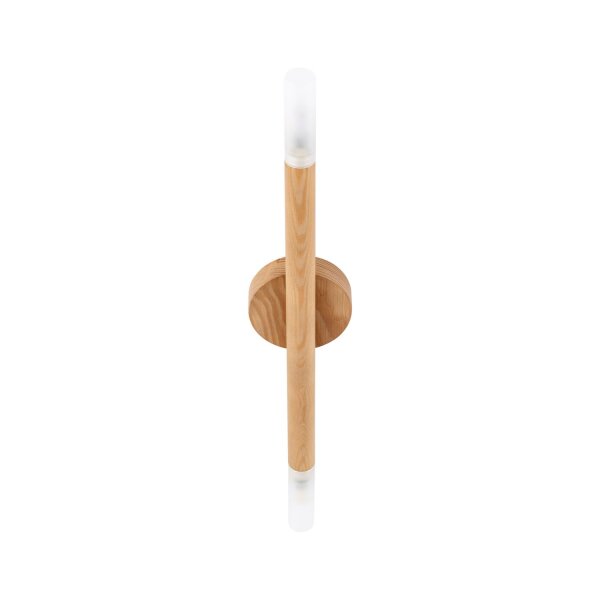 Plafonnier bois verre 2 flammes G9 allongé 51 cm H : 5,5 cm