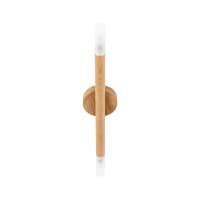 Plafonnier bois verre 2 flammes G9 allongé 51 cm H...
