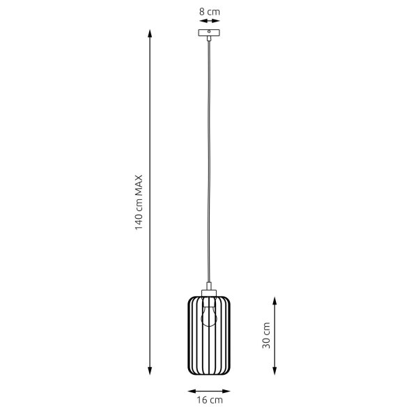 Suspension ronde métal noir E27 L:16 cm Rétro