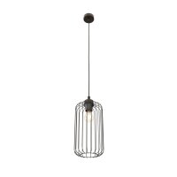 Suspension ronde métal noir E27 L:16 cm Rétro