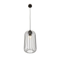 Suspension ronde métal noir E27 L:16 cm Rétro