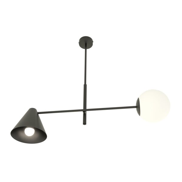 Plafonnier allongé métal verre noir E14 anti-éblouissement