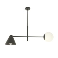 Plafonnier allongé métal verre noir E14...