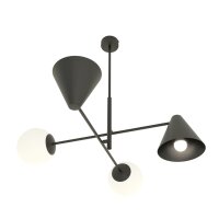 Plafonnier noir métal verre L:70 cm E14 faible...