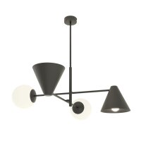 Plafonnier noir métal verre L:70 cm E14 faible...