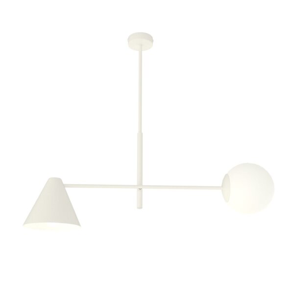 Plafonnier faible éblouissement métal verre E14 2 flammes blanc