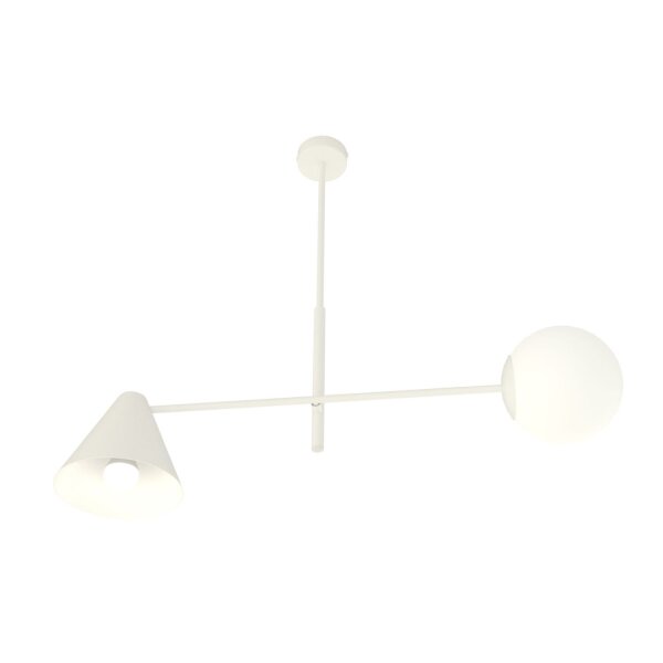 Plafonnier faible éblouissement métal verre E14 2 flammes blanc