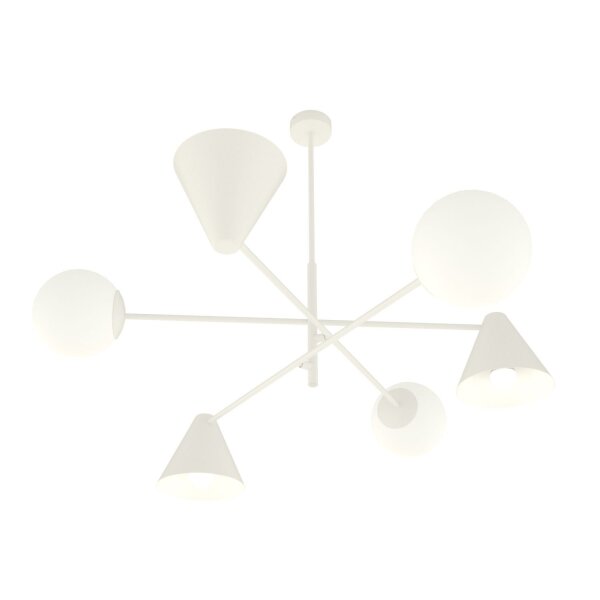 Lampe de plafond verre métal E14 L:86 cm blanc 6-flmg Moderne