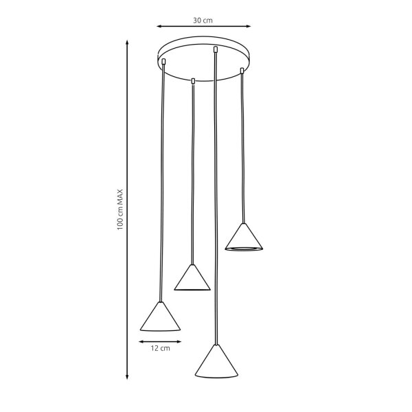 Lampe à suspendre noire en métal 4-flamme GX53 Moderne