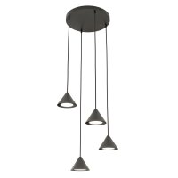Lampe à suspendre noire en métal 4-flamme...