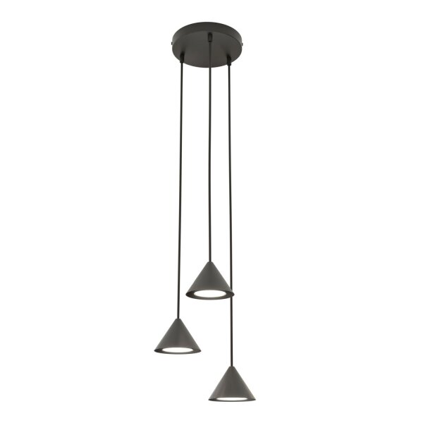 Suspension Noir Métal 3 feux GX53 Moderne