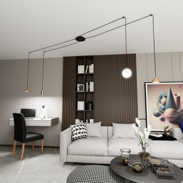 XXL Lampe à suspendre Spider métal verre flexible 200 cm de câble