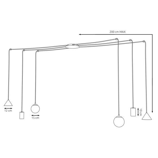 Grande lampe suspendue flexible verre métal 200 cm de câble