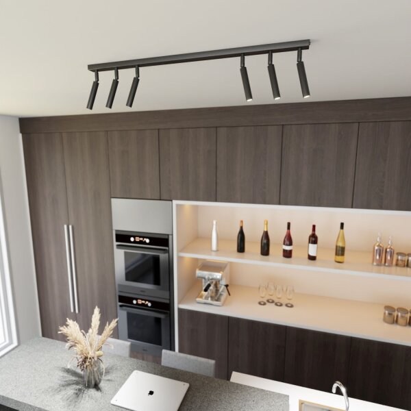 Spot de plafond mobile en métal G9, longueur 90 cm, noir