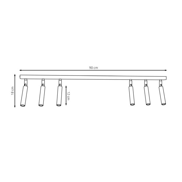 Spot de plafond mobile en métal G9, longueur 90 cm, noir
