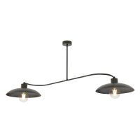 Plafonnier 2 flammes noir métal E27 L:100 cm