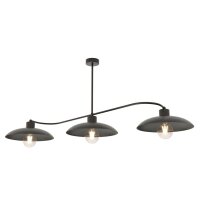 Plafonnier 3 flammes noir m&eacute;tal E27 L:113 cm