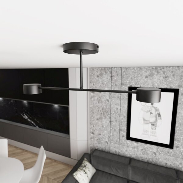 Plafonnier noir métal GX53 2 flammes accentuées
