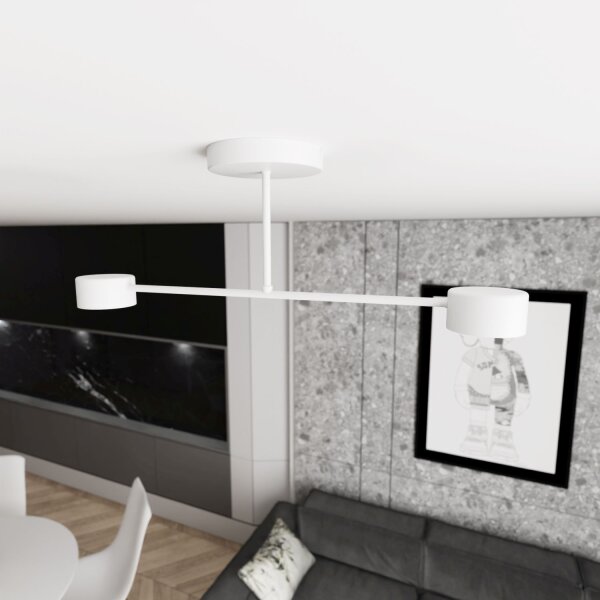 Plafonnier blanc métal GX53 2 flammes accentuées