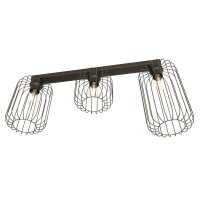 Plafonnier filaire Retro noir métal E27 60 cm de long