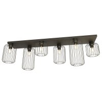 Plafonnier en métal noir L:115 cm Rétro E27...